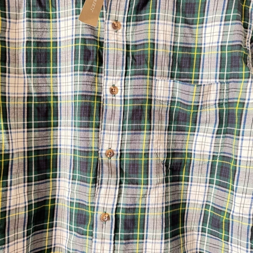 NWT J.Crew Men's Brushed Twill Flannel Slim Untucked Shirt Size L